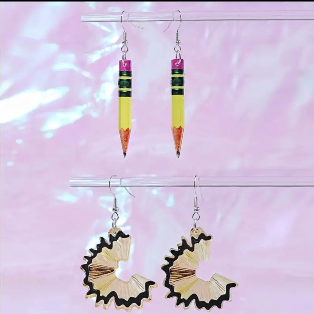 Pencil & Pencil Shaving Unique Teacher/Artist Earrings - SET OF 2